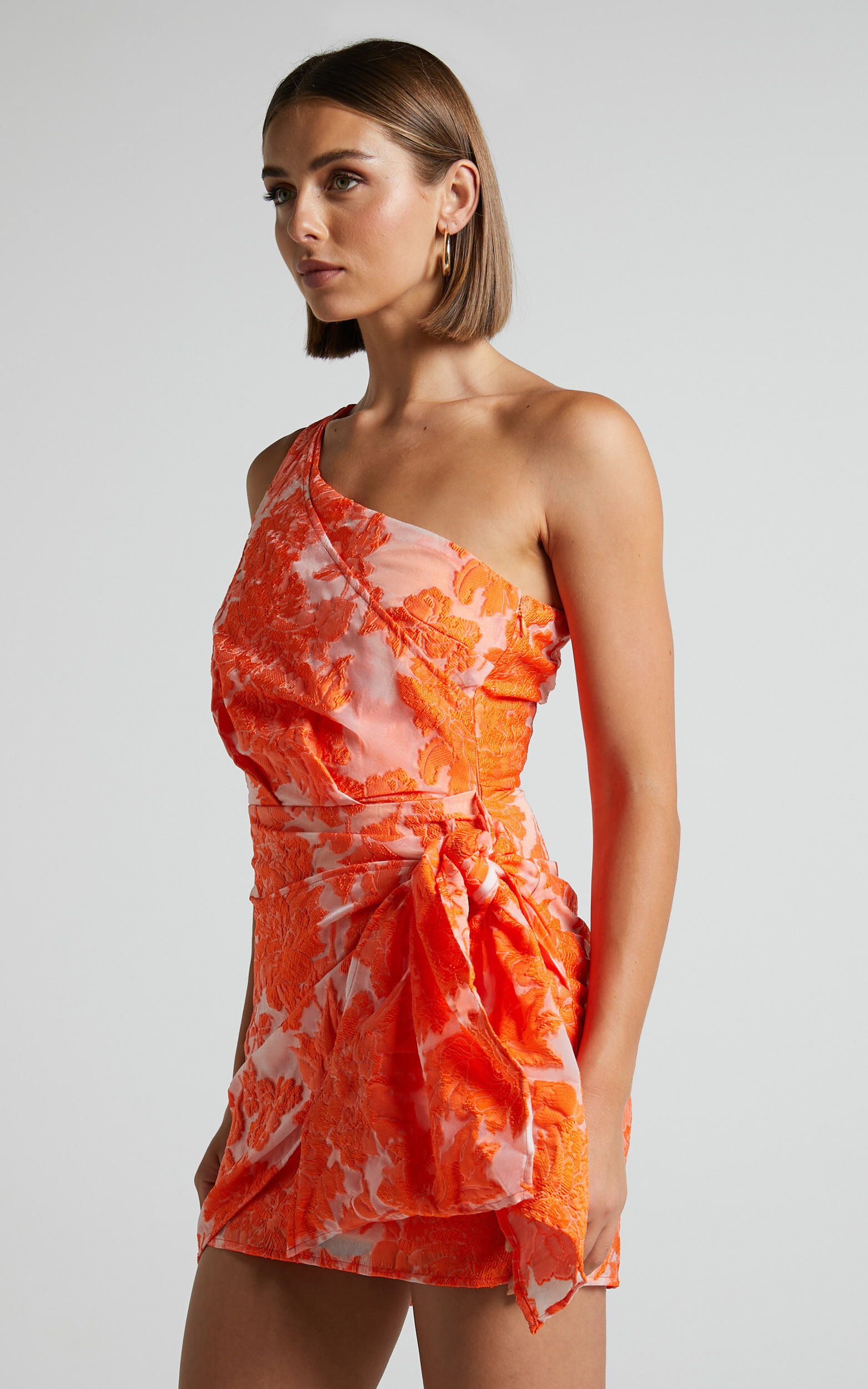 One shoulder sales dress orange