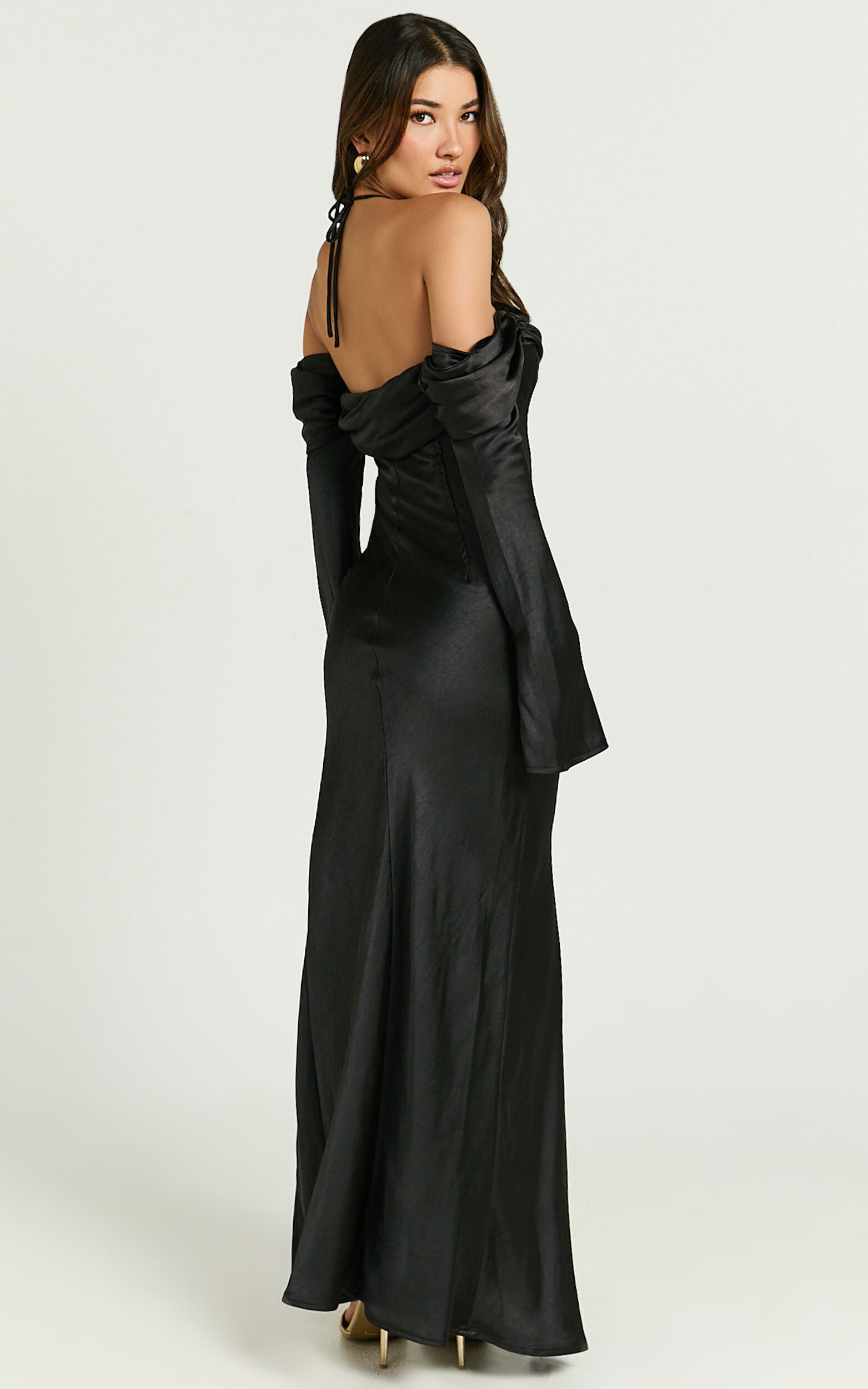 Off the shoulder thigh split dress outlet