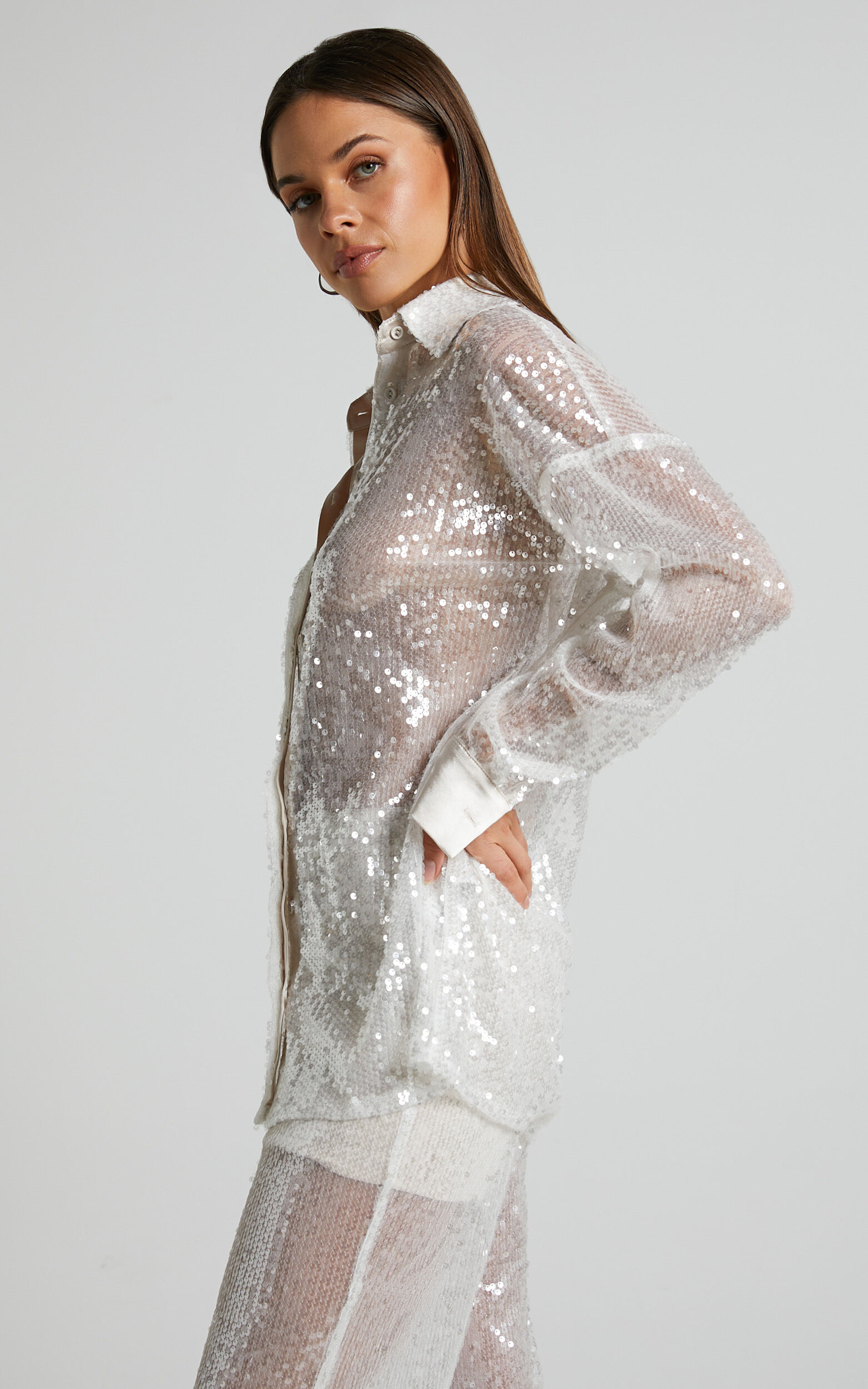 Sequin see through top store