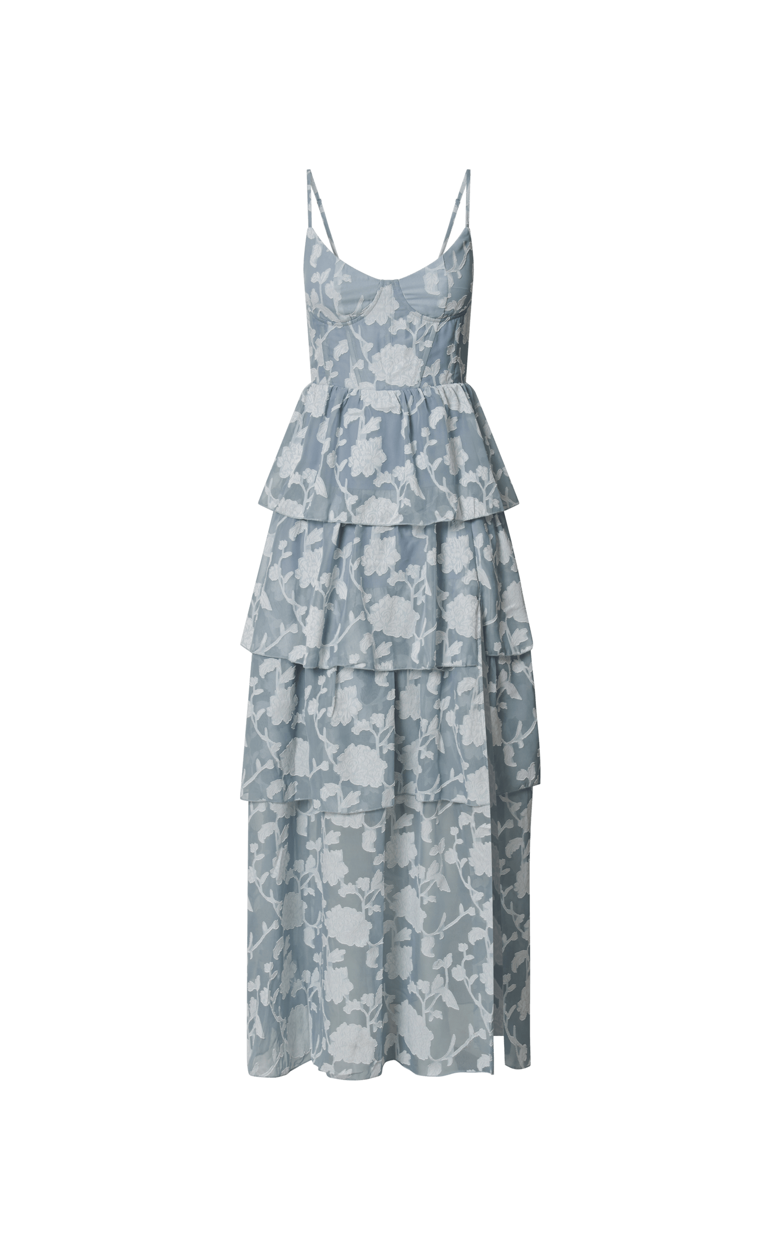Janezkie Maxi Dress - Femme Tiered Jacquard Formal Dress in