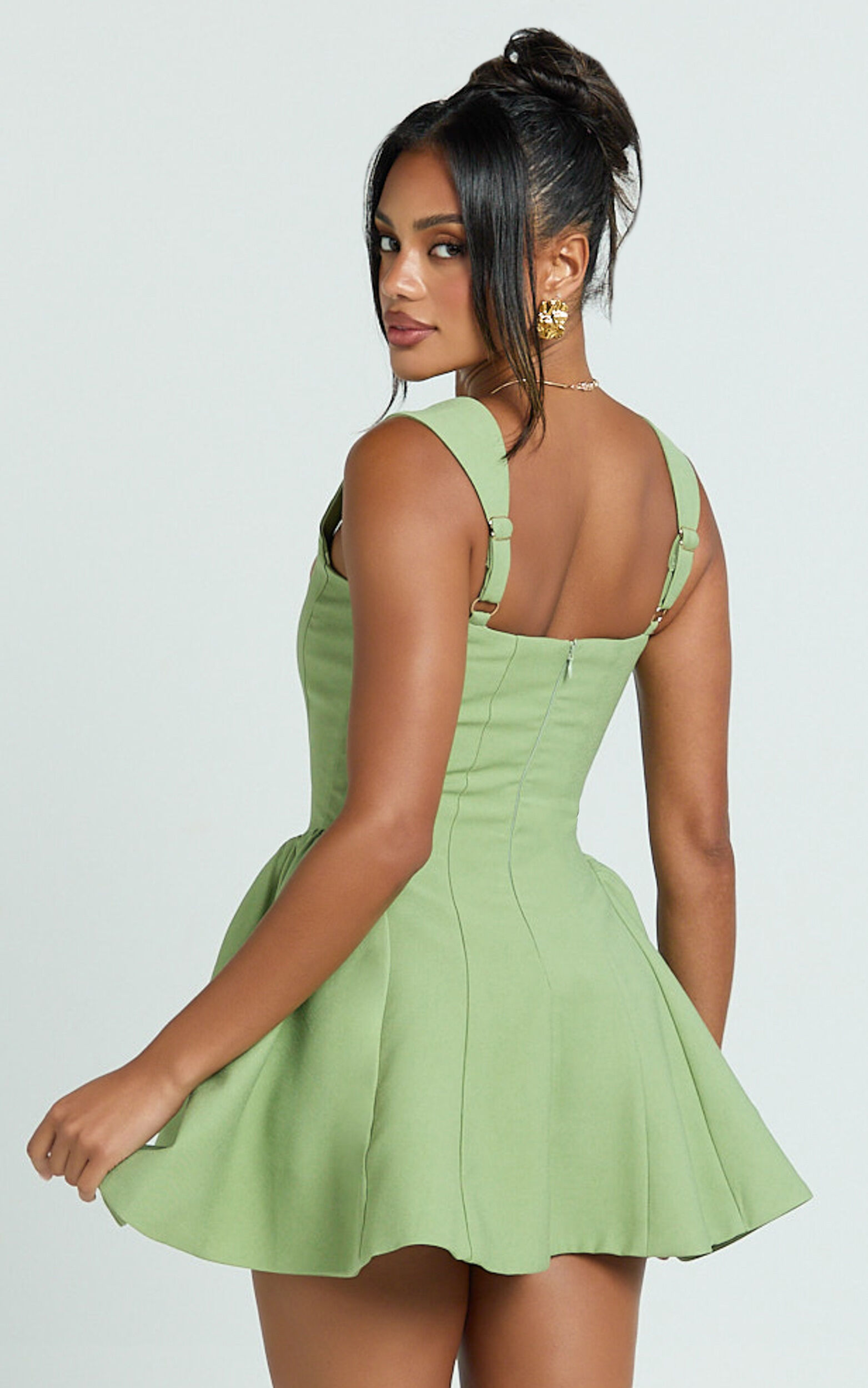 Bell♡　0328 Kailee Mini Dress - Wide Strap Square Neck Fit And Flare