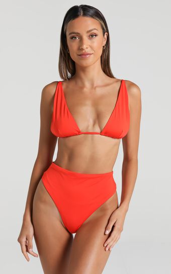 We Are We Wear - Eco Lennie High Apex Triangle Bikini Top in Orange