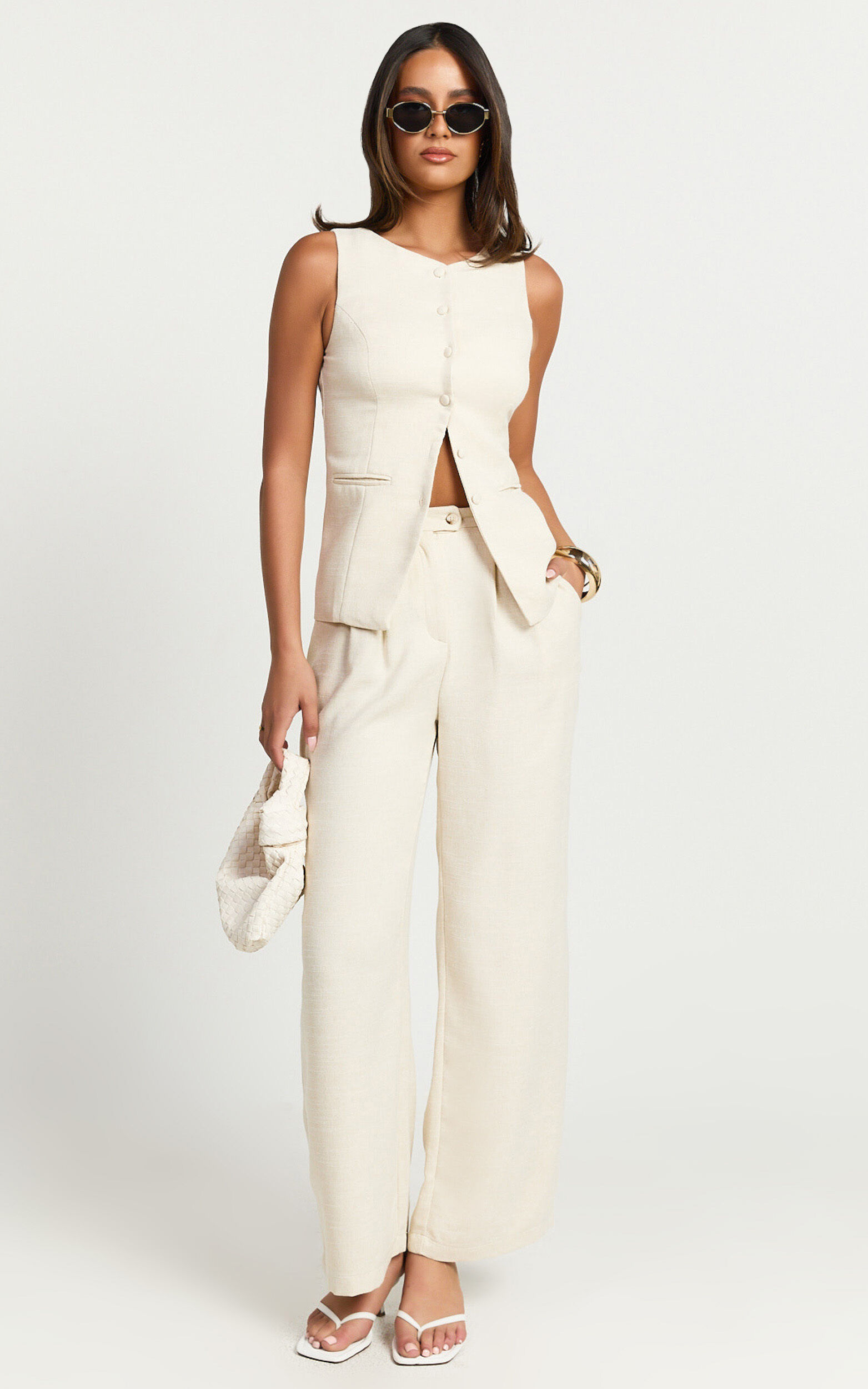 Andie Pants - High Waist Tailored Pants in Cream - 06, CRE1