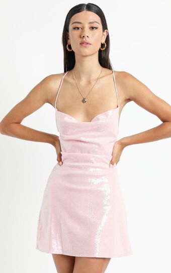 Before Your Time Dress in Pink Sequin