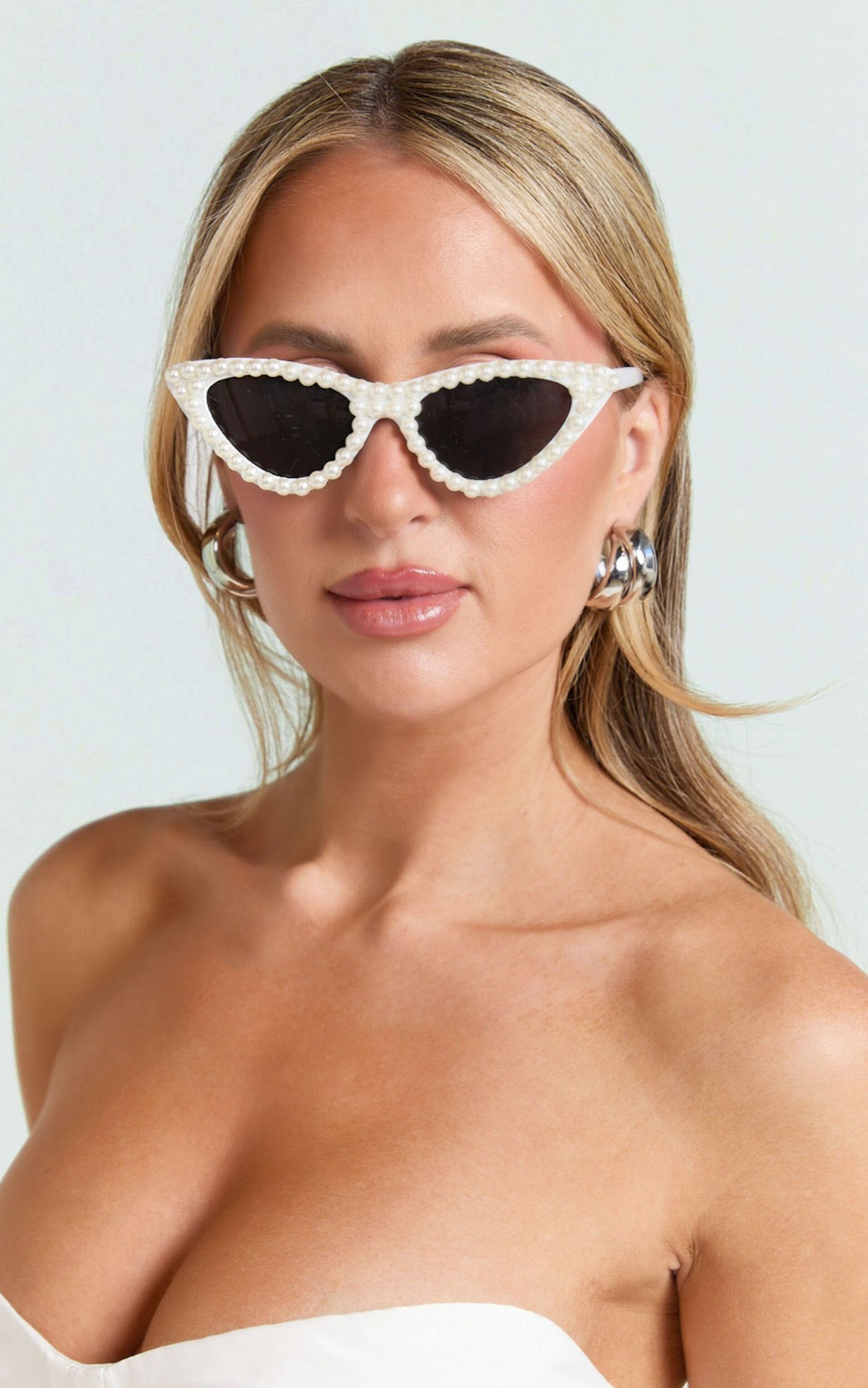 Harriet Sunglasses - Pearl Cat Eye Sunglasses in White