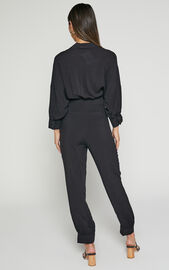 Ayelin Jumpsuit - Linen Look Relaxed 3/4 Sleeve Jumpsuit in Black | Showpo