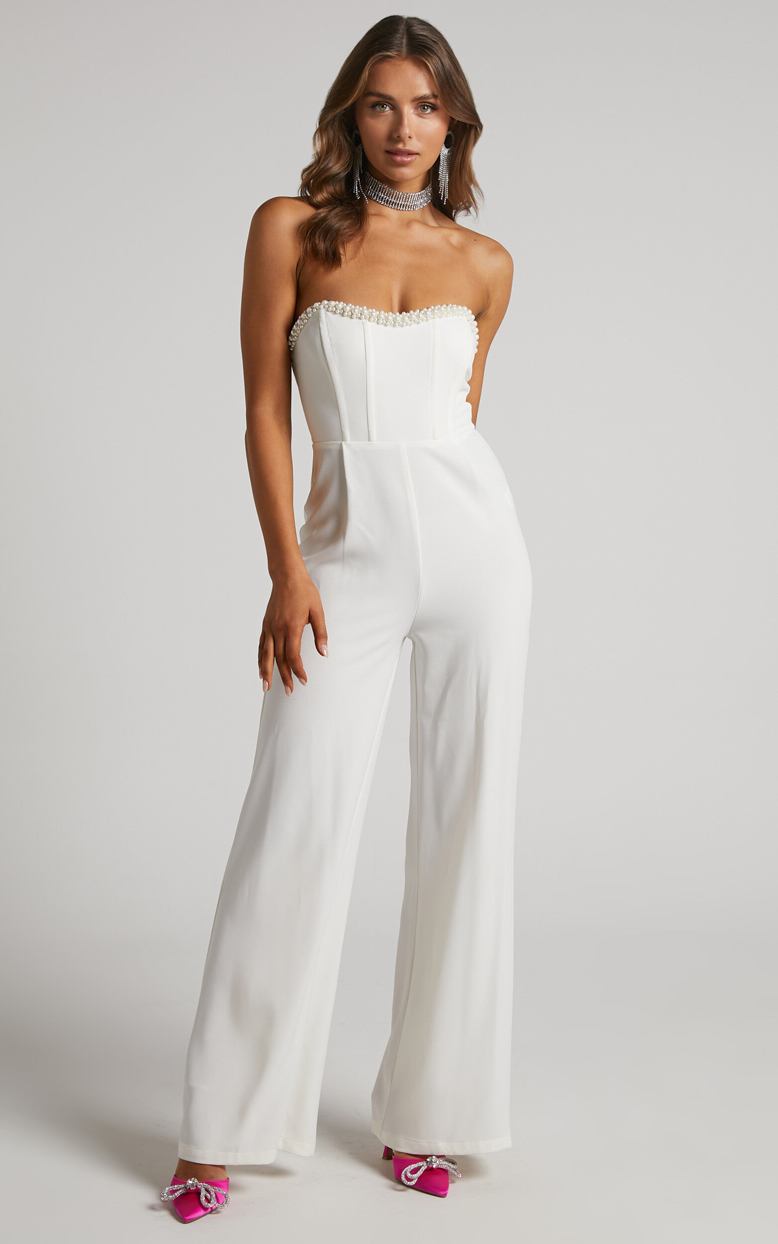 Strapless deals white jumpsuit