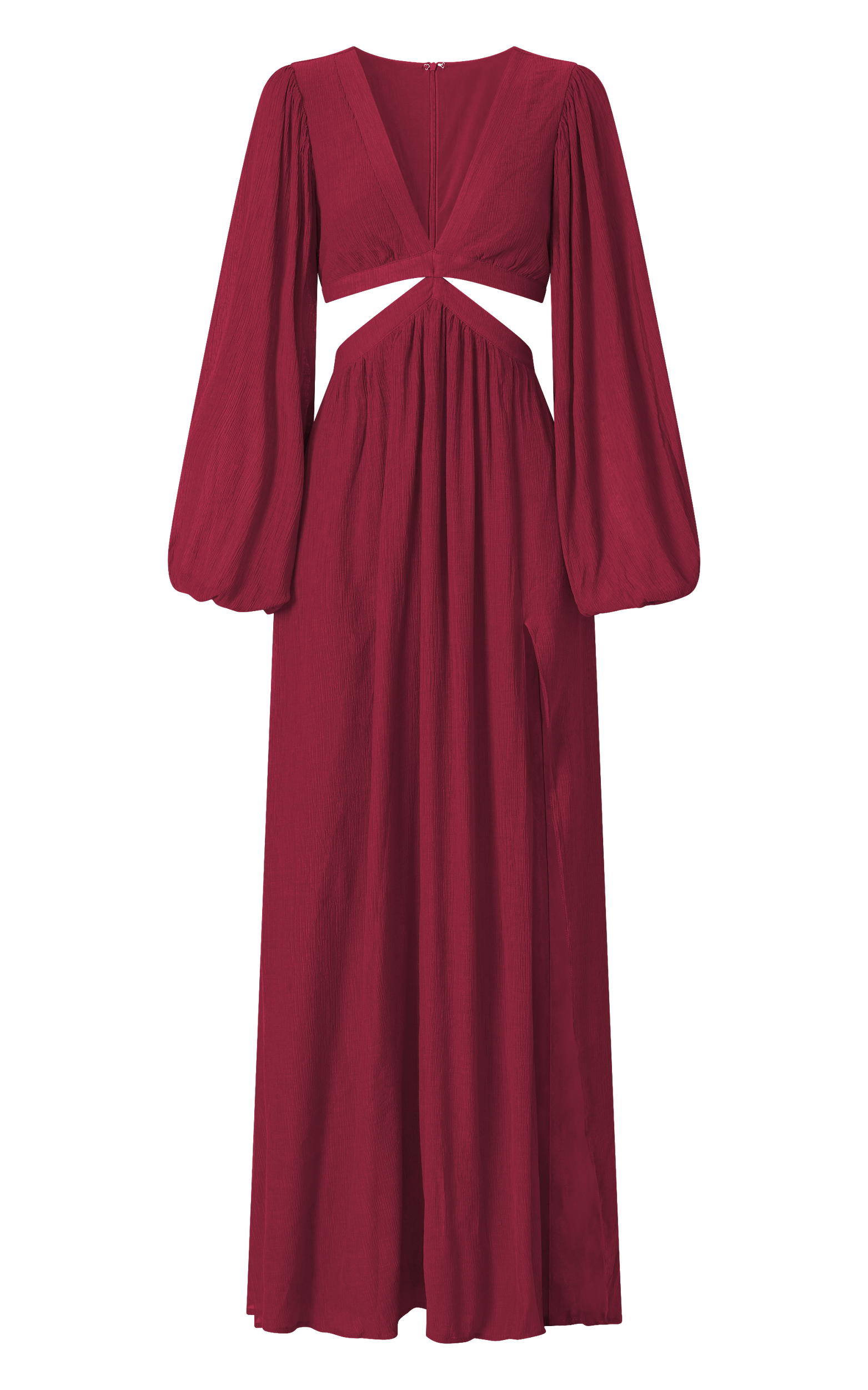 Paige Maxi Dress - Side Cut Out Balloon Sleeve Dress in Paige Maxi Dress - Side Cut Out Balloon Sleeve Dress in