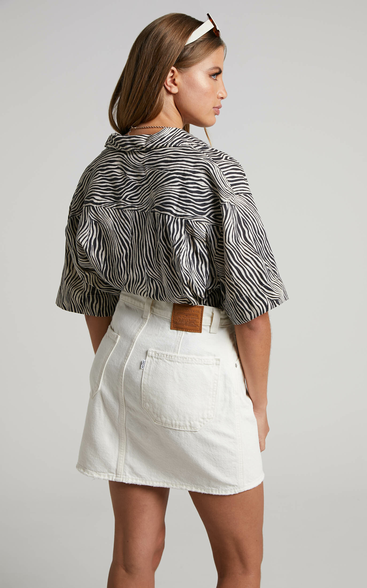 Levi s Utility Denim Mini Skirt in Its Ecru Time White Rinse