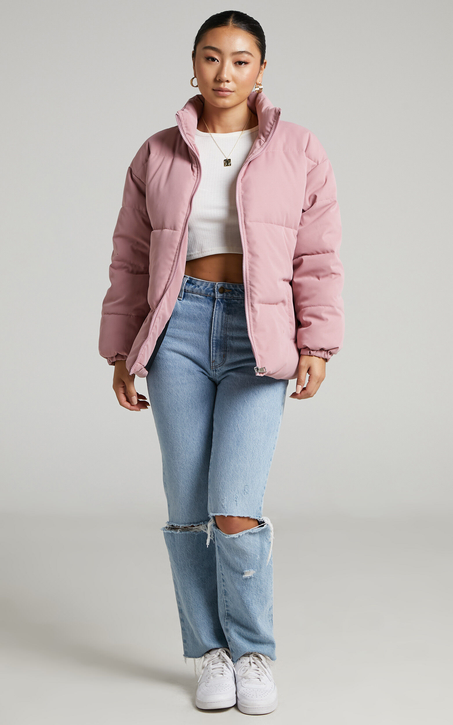 Peach puffer jacket hot sale