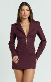 Lawrence Mini Dress - Workwear Hook And Eye Front Fit And Flare Blazer ...