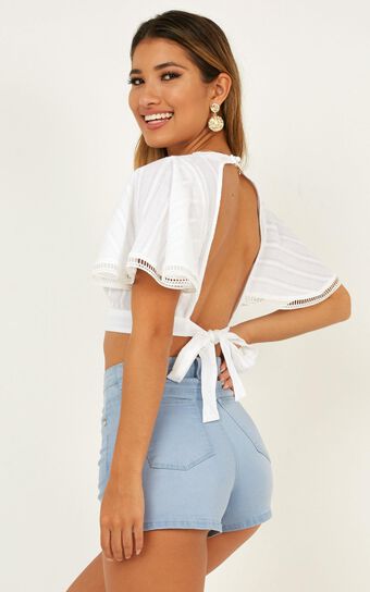 Missed Calls Top In White Embroidery