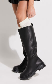 Nikki Socks - Thick Calf Length Socks in White