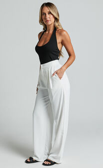 Brigette Pants - Pleated High Waisted Wide Leg Relaxed in White