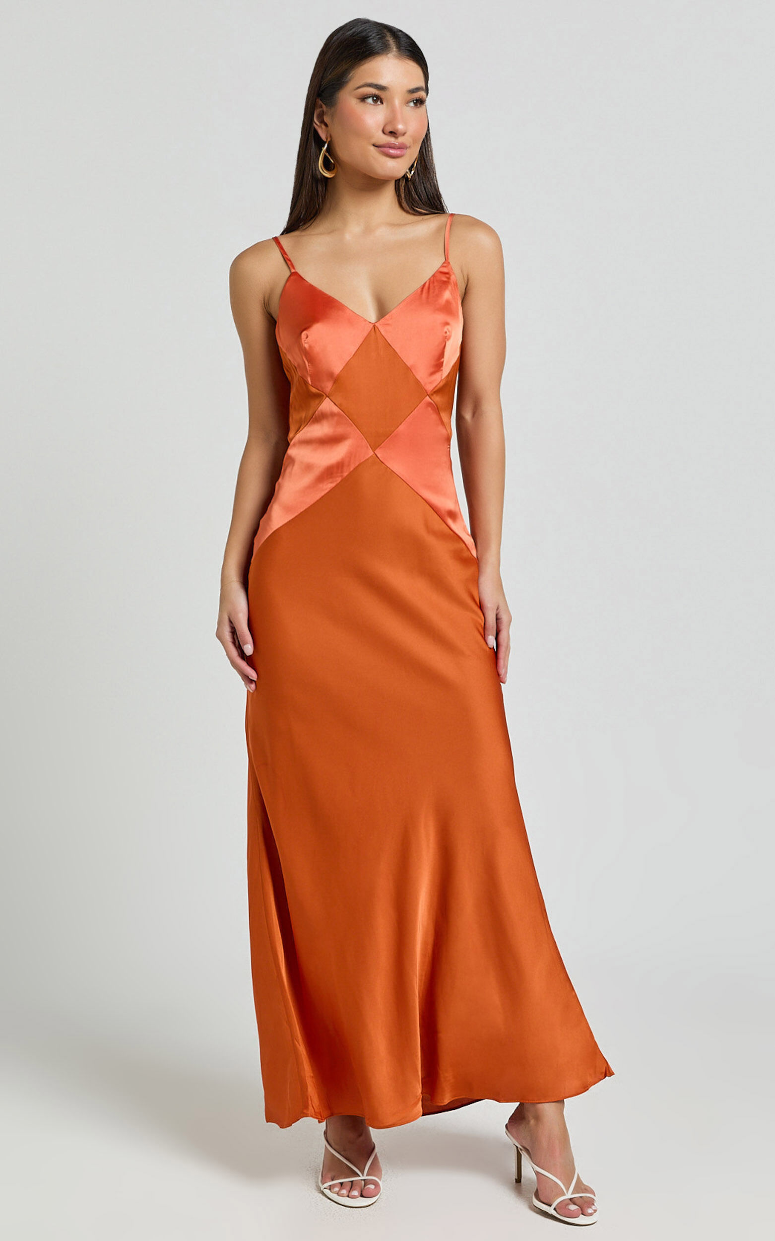 Orange silk midi dress cheap