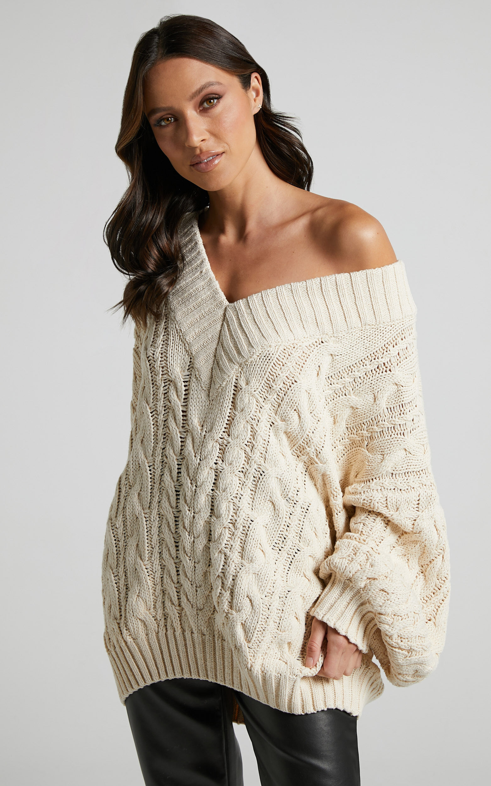 Cream cable knit jumper top
