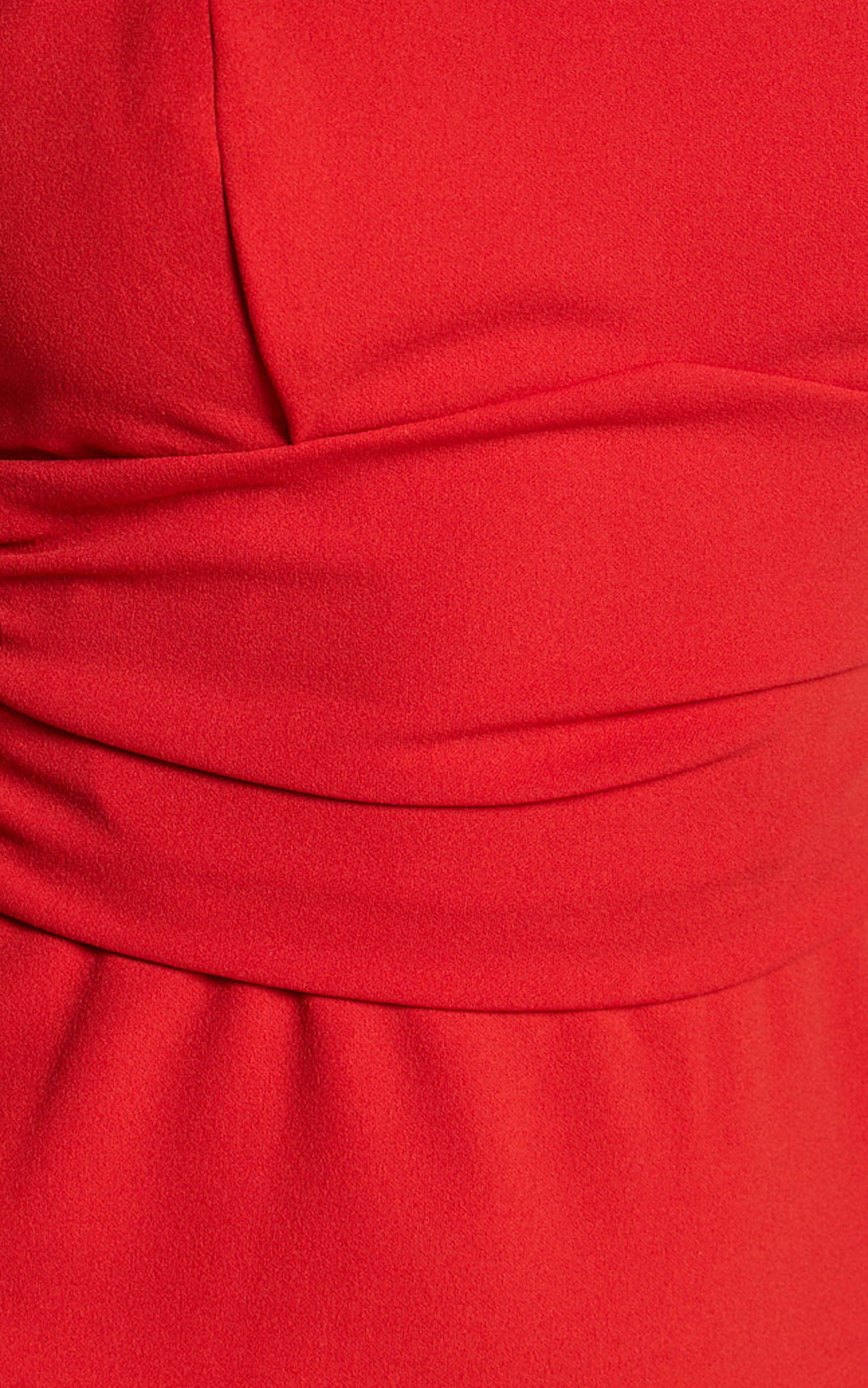 Tahlia Midi Dress - Sweetheart Ruched Dress in Red | Showpo