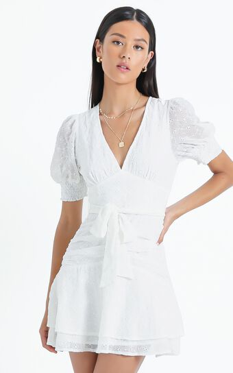 Lambeth Dress in White Embroidery