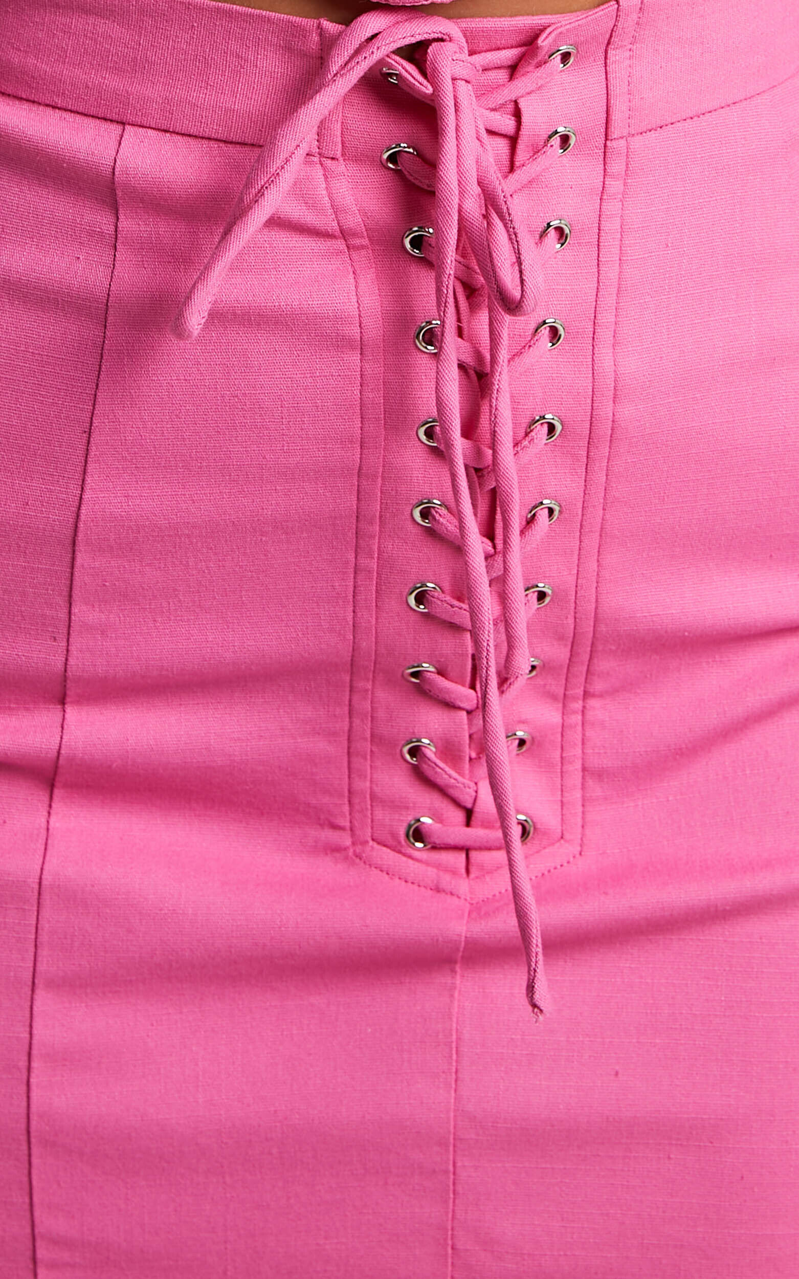 Arden Mini Skirt - Lace Up Skirt in Pink | Showpo USA