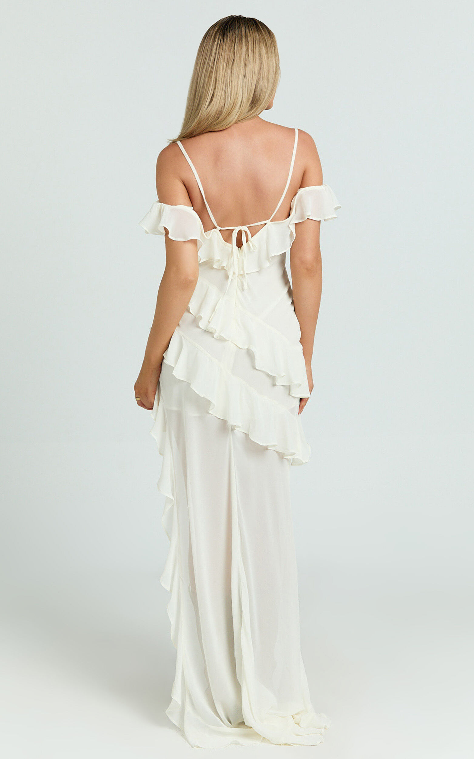 Brigitte Maxi Dress - Halter Off Shoulder Georgette Ruffle Brigitte Maxi Dress - Halter Off Shoulder Georgette Ruffle