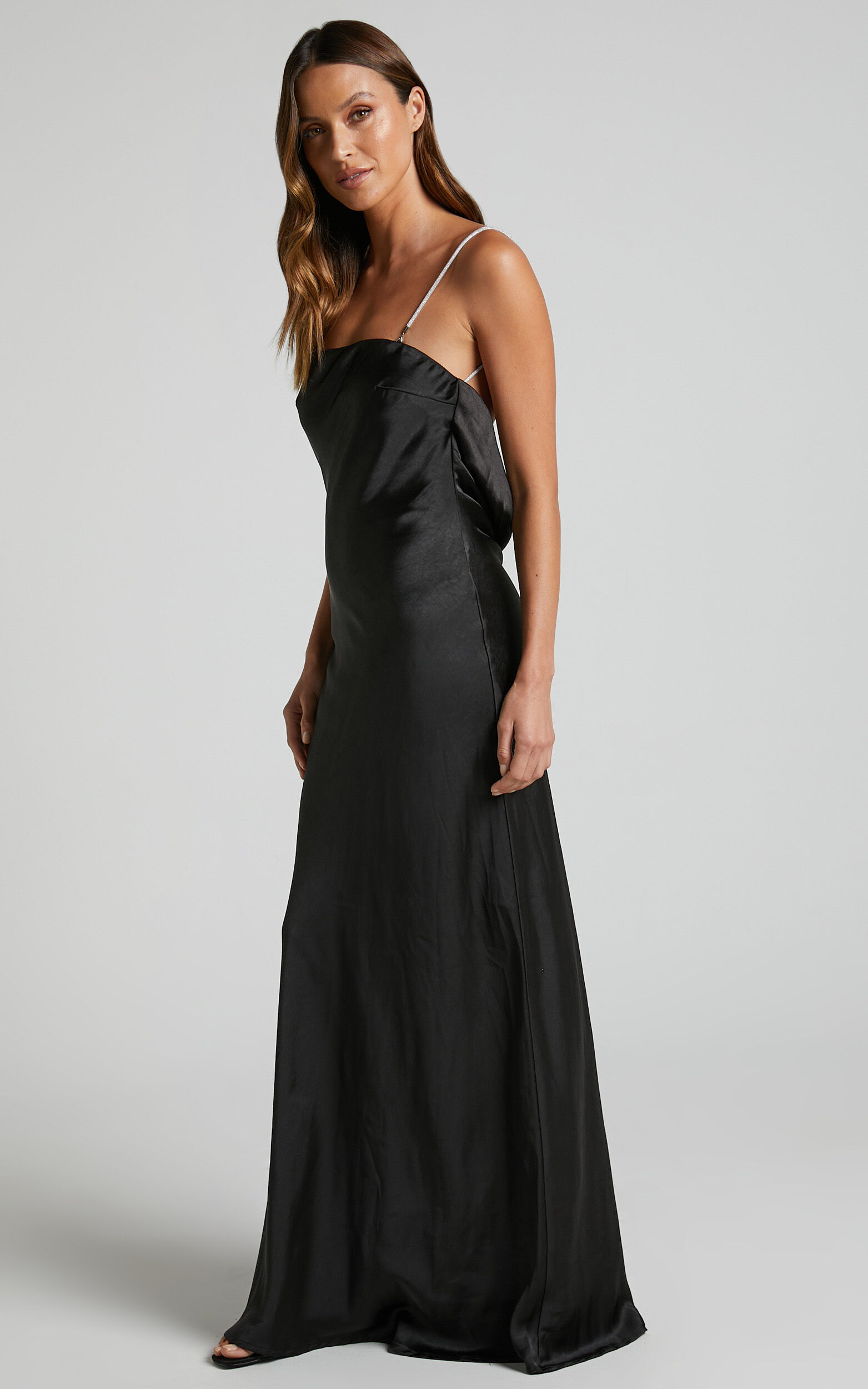 Black silk on sale maxi dress