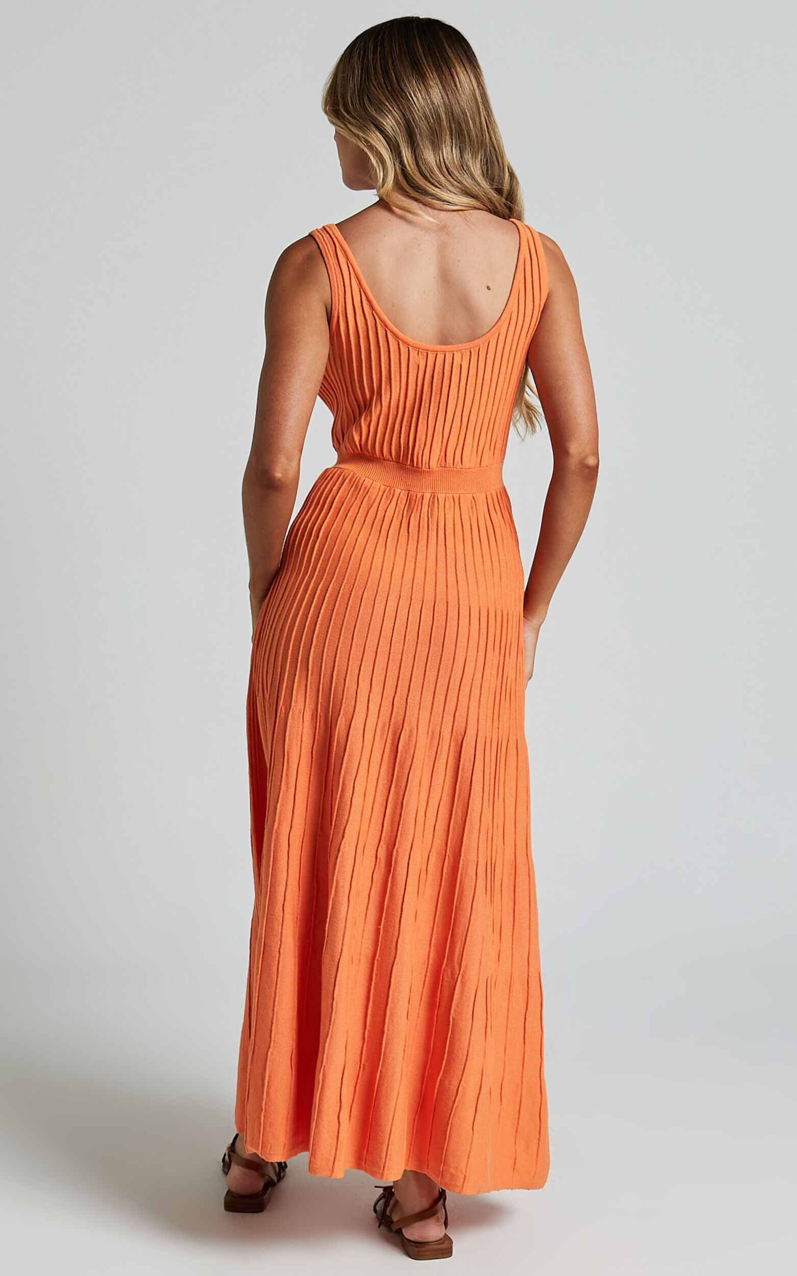 Saoirse Maxi Dress Square Neck Strappy Knit Dress in Mango