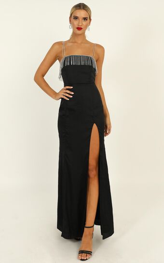 Absolutely Flawless Dress In Black Satin