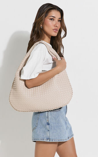 Messina Bag - Quilted Weave Shoulder Bag in Bone
