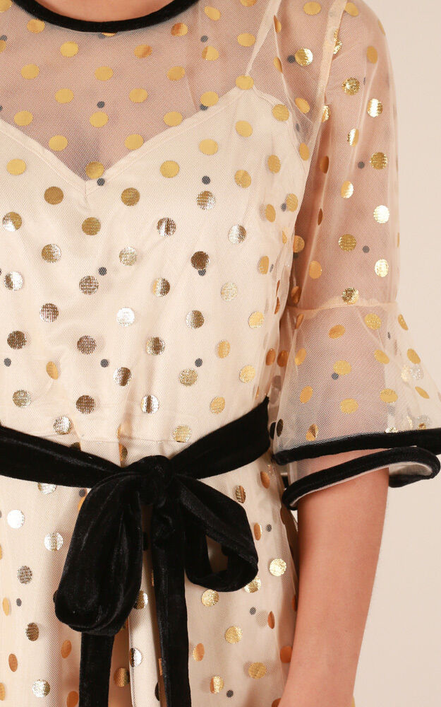 My Wish Dress In Gold Polka Dot Showpo NZ