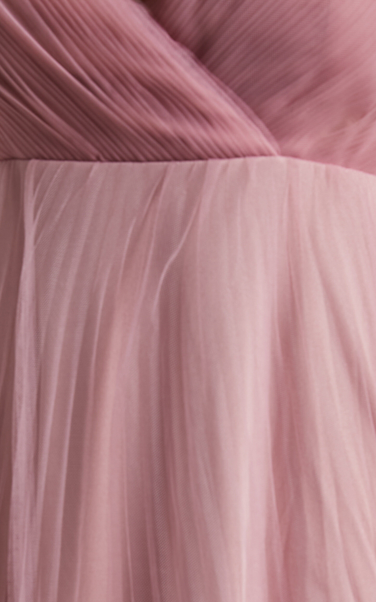 Allany Maxi Dress - Faux Wrap Bodice Pleated Tulle Dress in