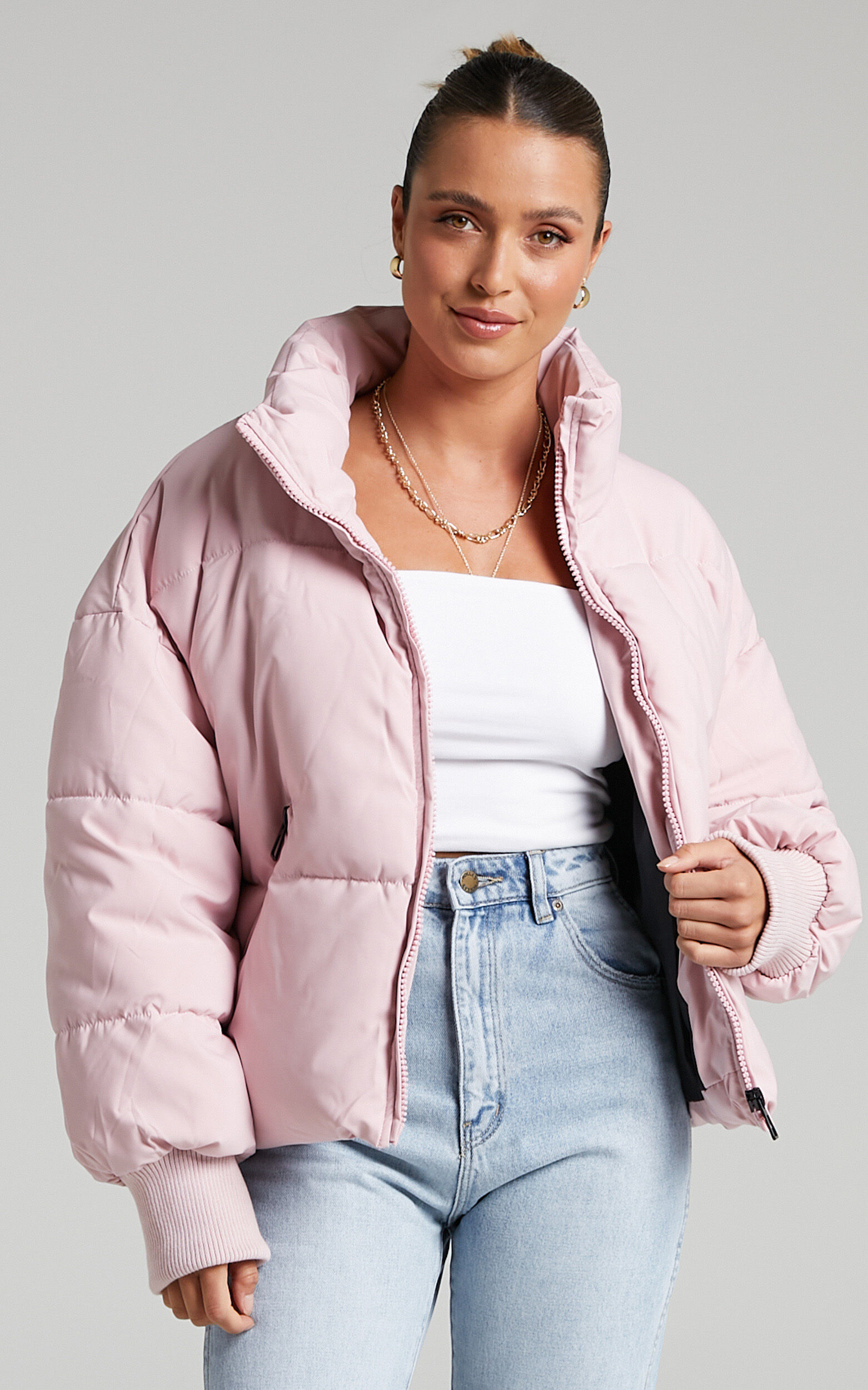 Puffer pink jacket new arrivals