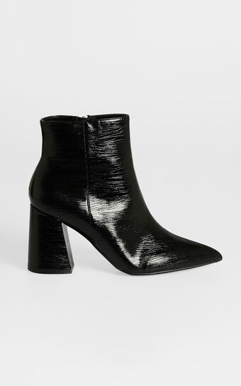 Therapy - Cleo Boots in Black Crinkle Patent