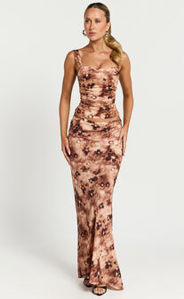 Lioness - Hudson Maxi Skirt in Chocolate Floral