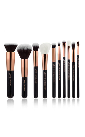 Makeup Brush Set in black and rose gold 10 pc
