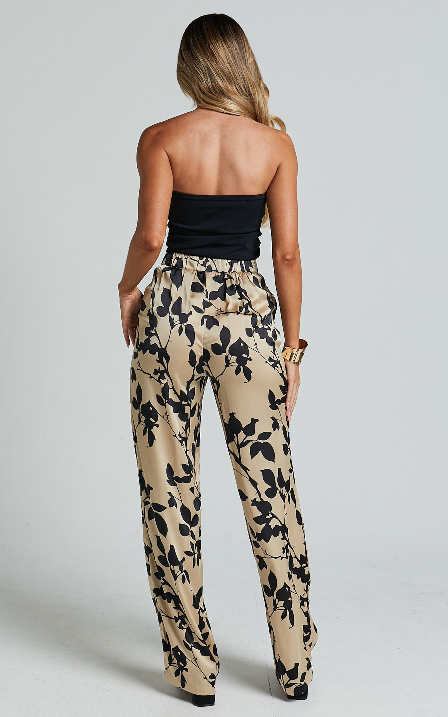 Laila Pants - High Waisted Wide Leg Pants in Black and Cream Print | Showpo  USA