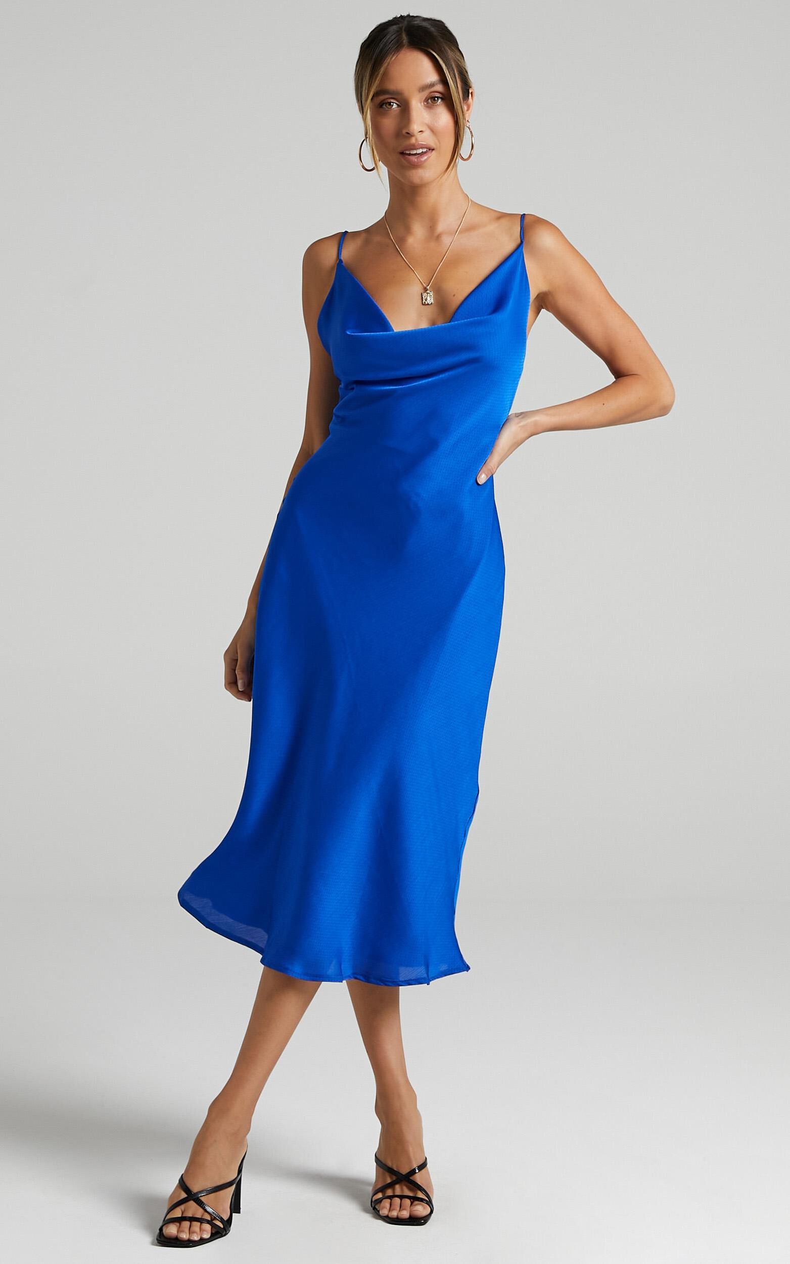 Malmuira Dress in Cobalt Satin | Showpo