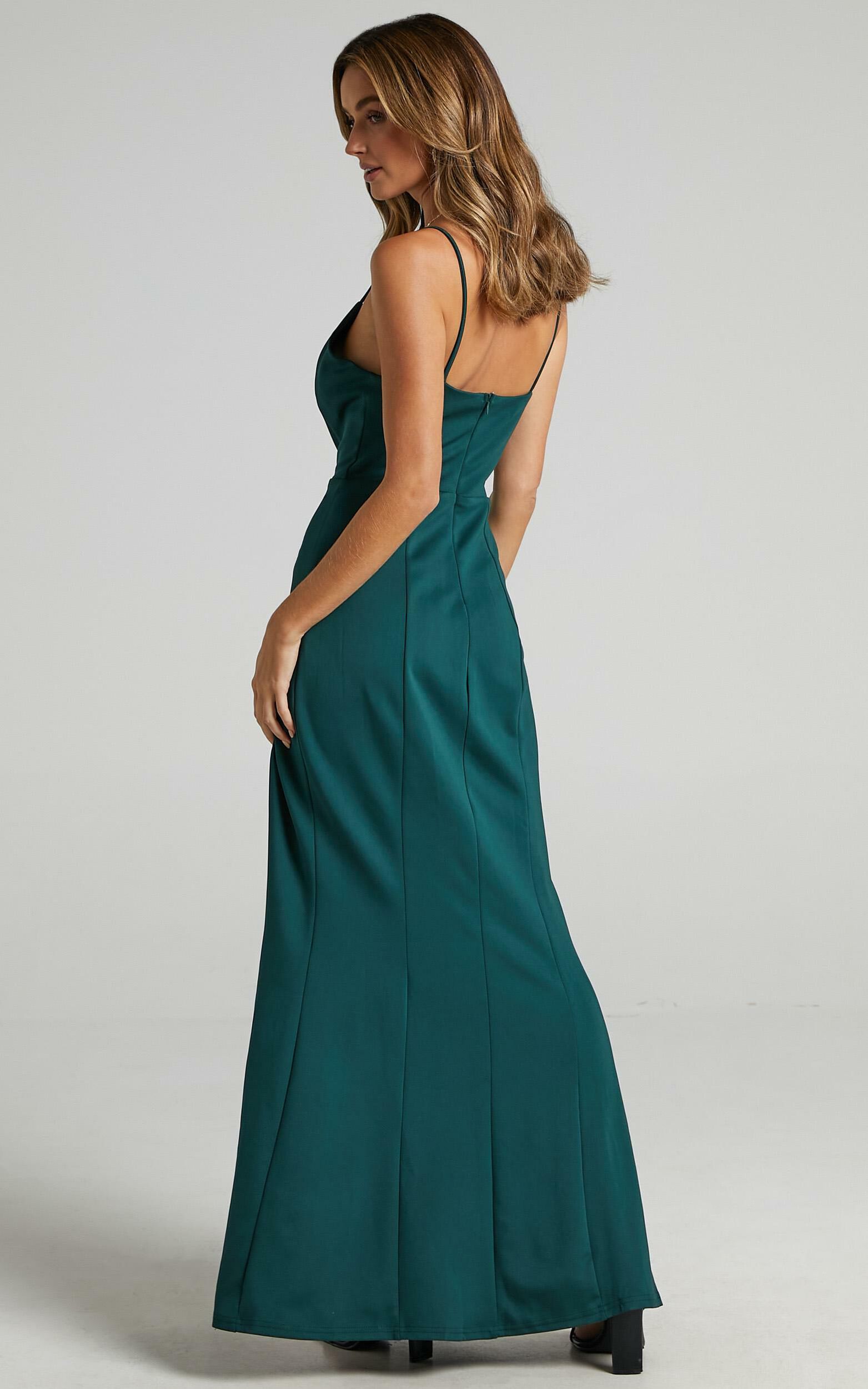 Dare To Dream Thigh Split Maxi Dress In Emerald Green | Showpo USA