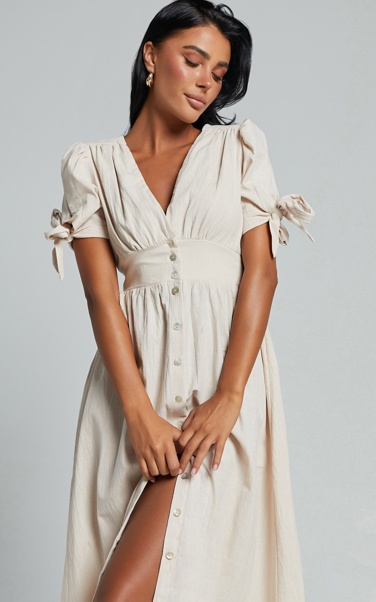 Button front midi sales dress short sleeve