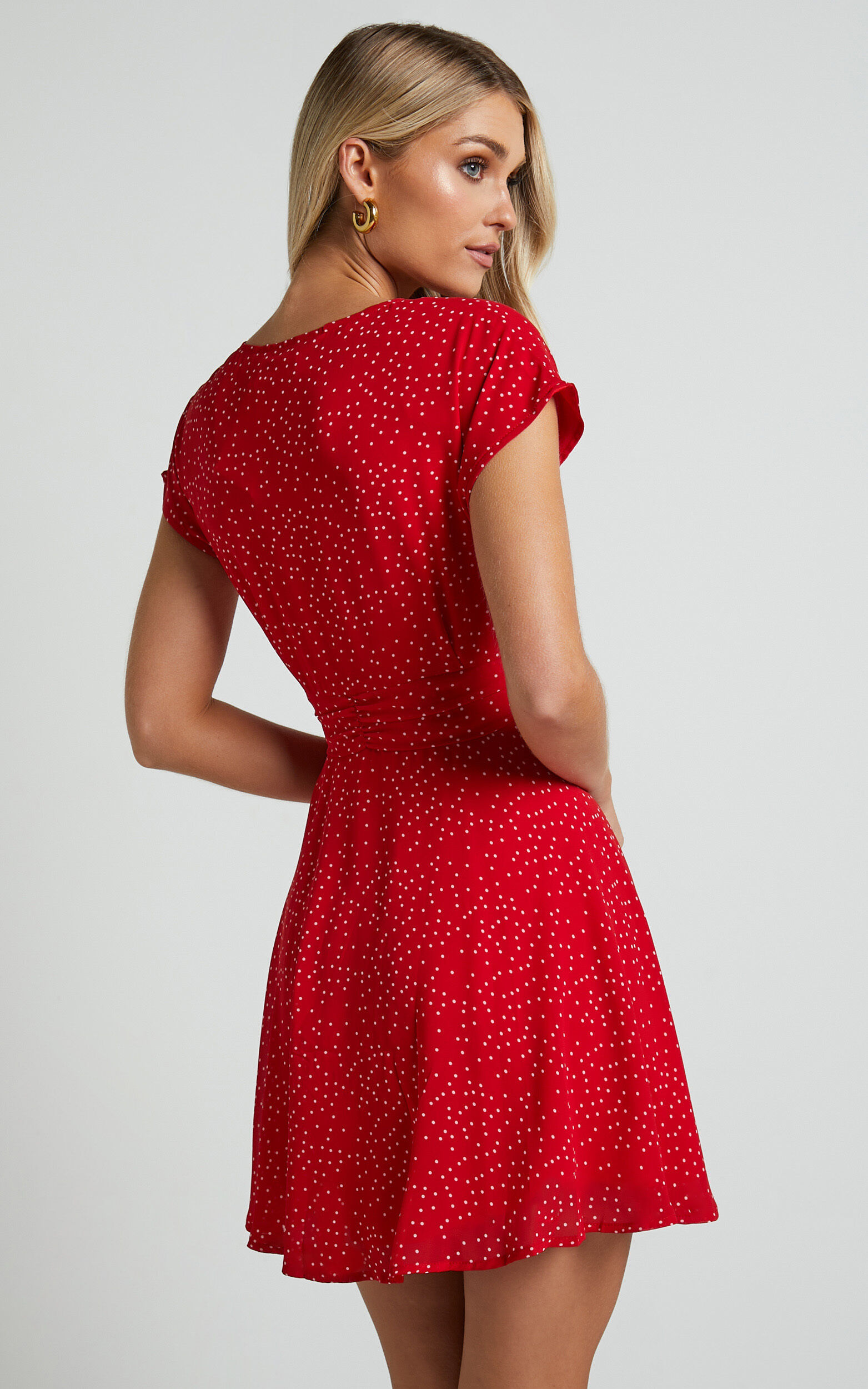 Red polka dot mini dress clearance