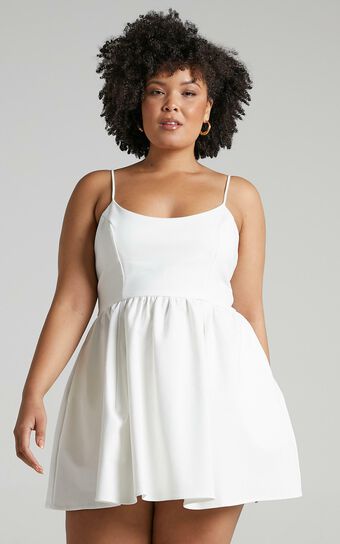 You Got Nothing To Prove Mini Dress - Strappy A-line Dress in White