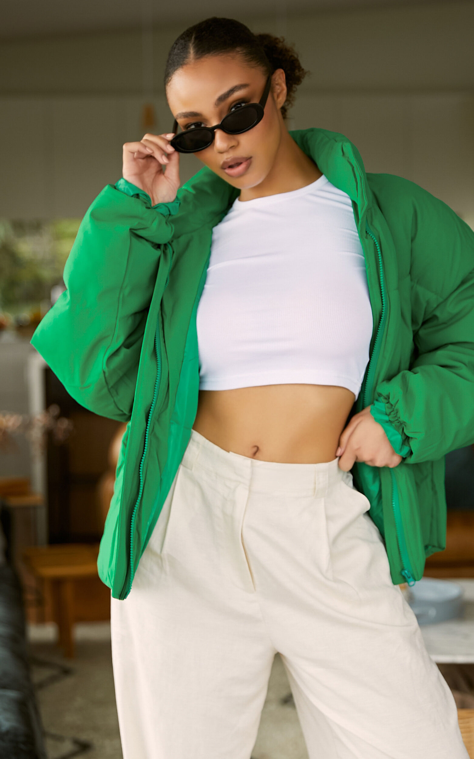 Candice Jacket Oversized Puffer Jacket in Green