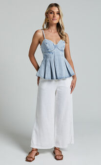 Amalie The Label - Addrianna Recycled Cotton Denim Cami in Light Blue Wash