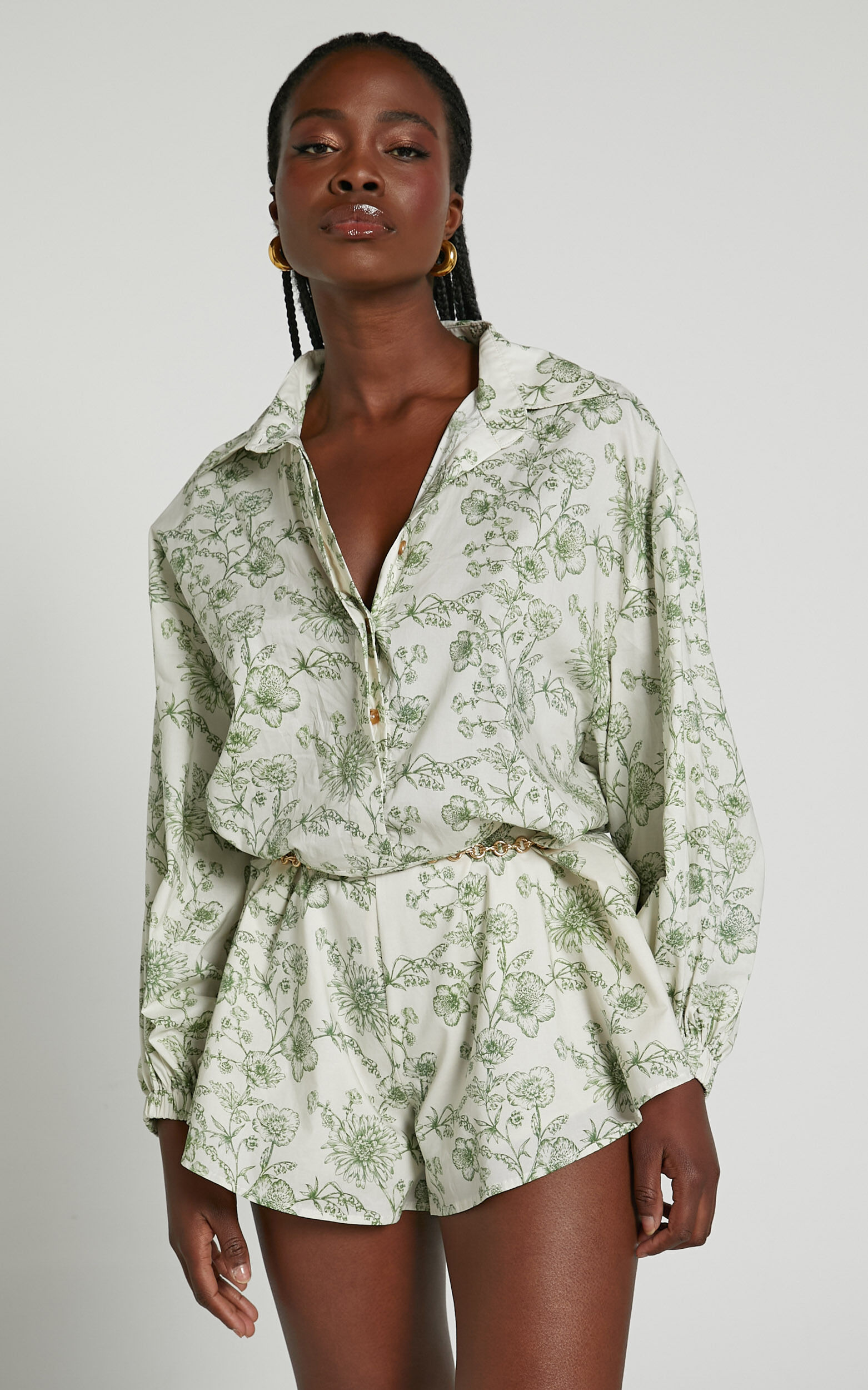Green floral sale playsuit