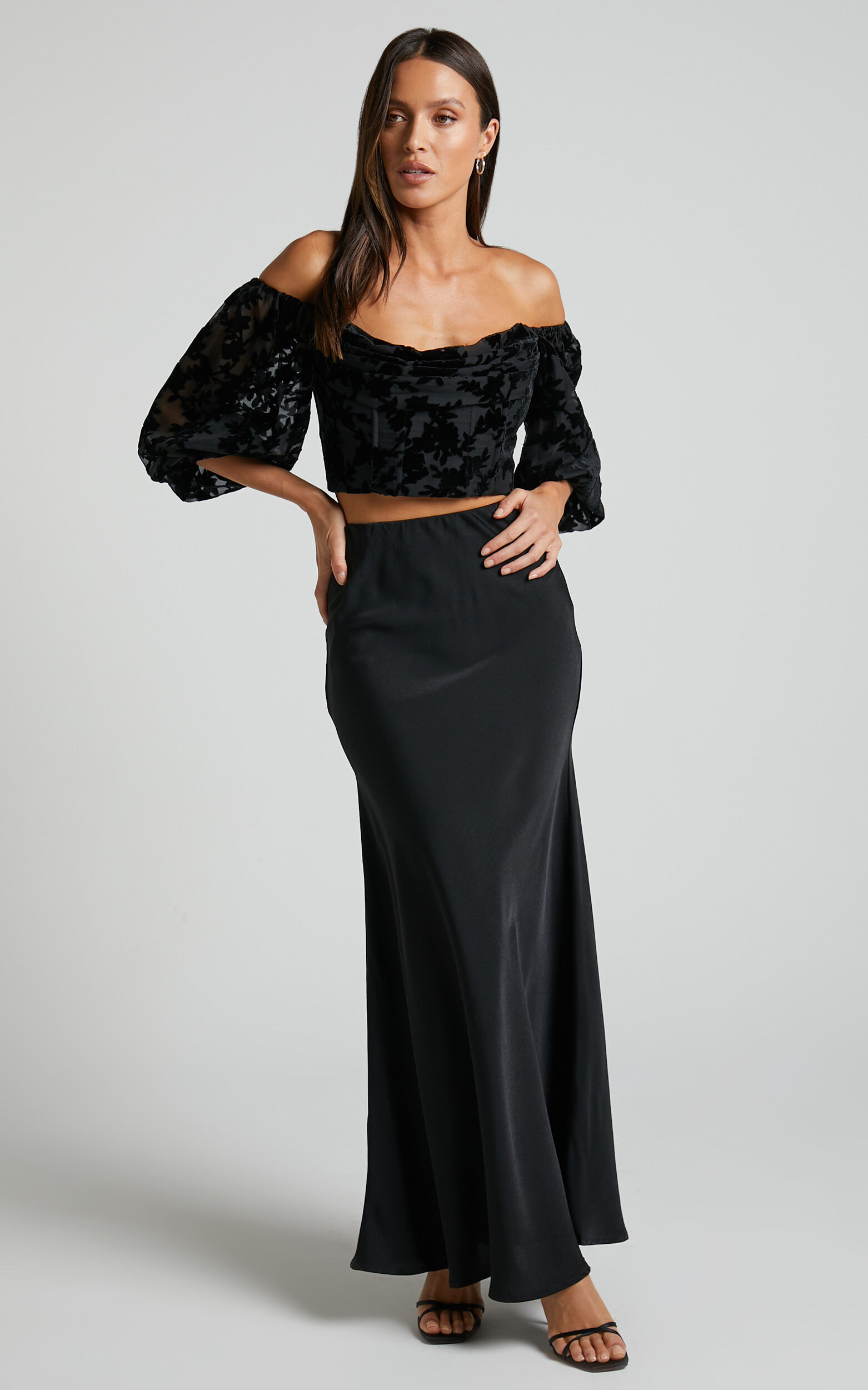 Black bias cut skirt hot sale