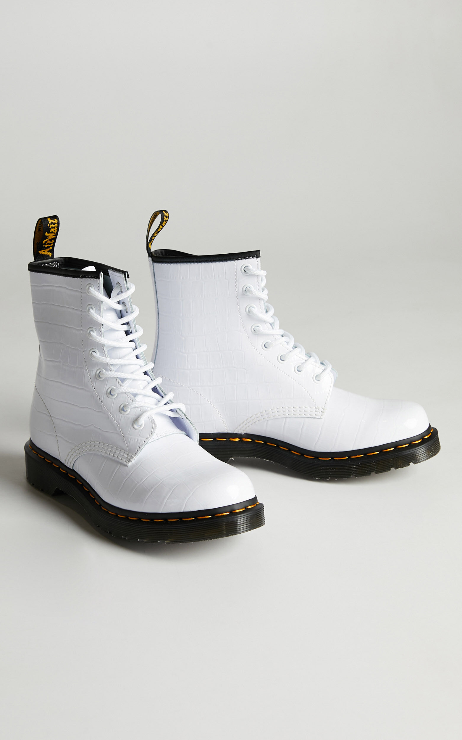 Dr martens 1460 8 eye boots in black croc outlet