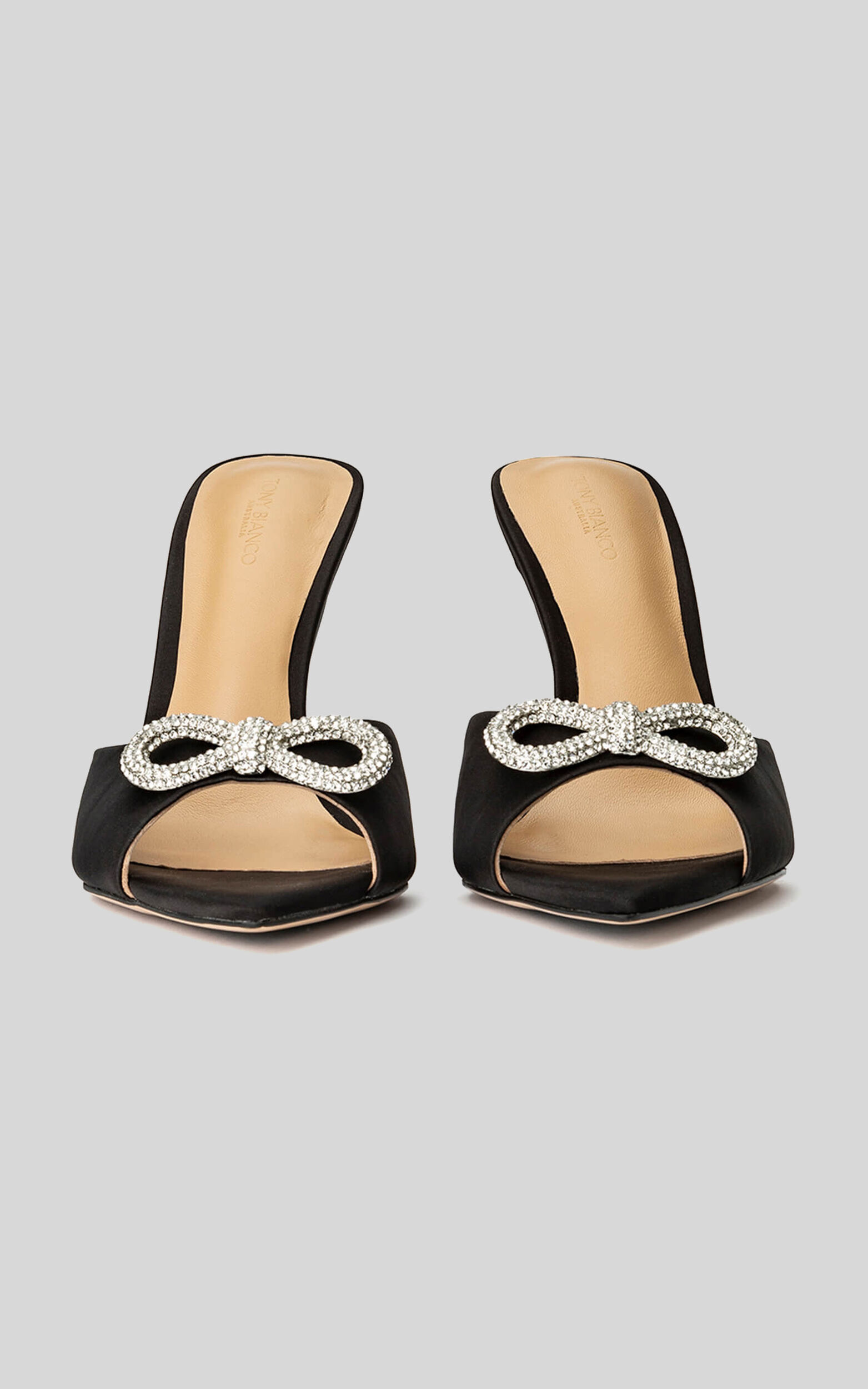 TONY BIANCO MONTANA MULE in Black Satin Showpo
