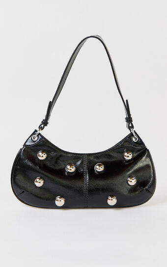 Laine Bag - Studded Vinyl Shoulder Bag in Black