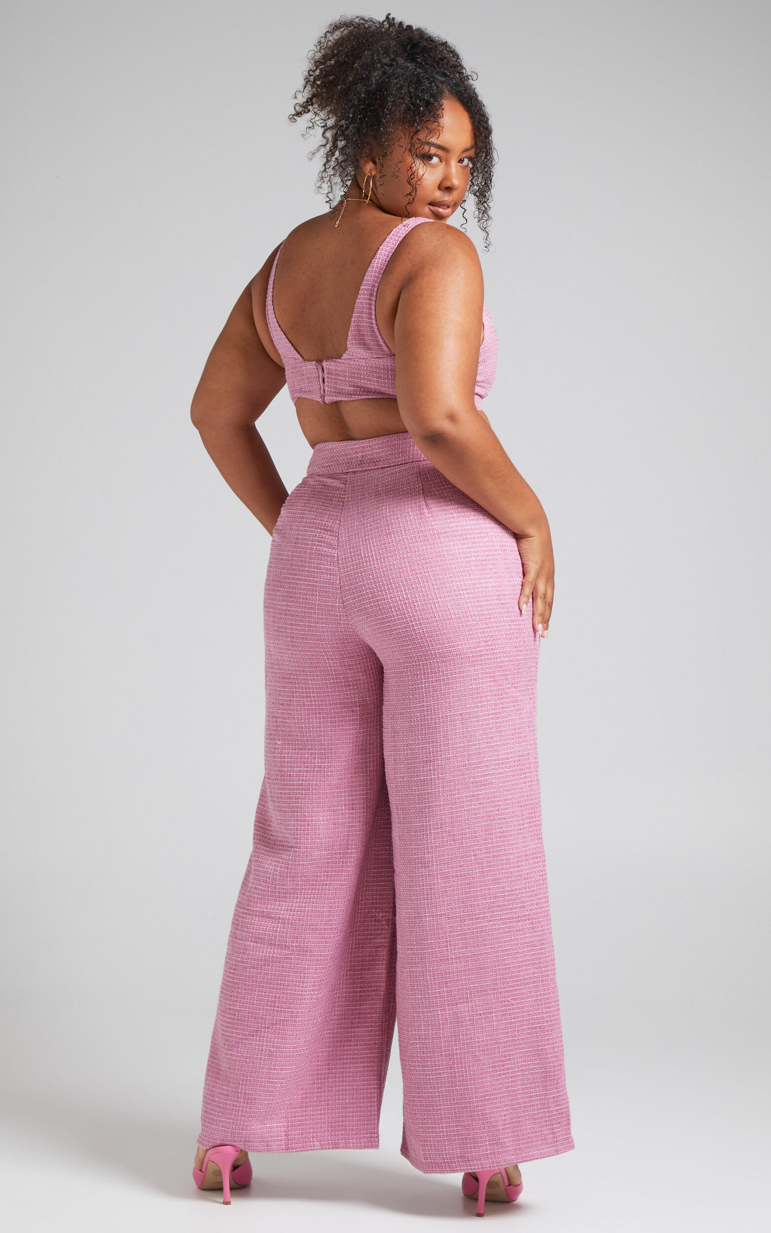 Pink Two Piece Jumpsuit - Wide-Leg Pant Set - Two-Piece Pant Set
