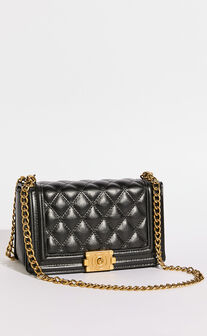 Rome Bag - Quilted Cross Body Bag in Black