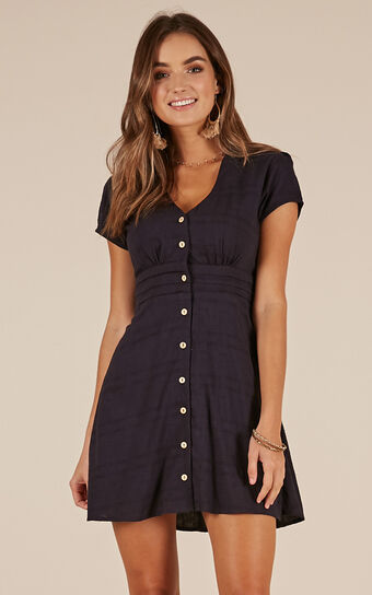 Chinese Whispers Dress In Navy Linen Look